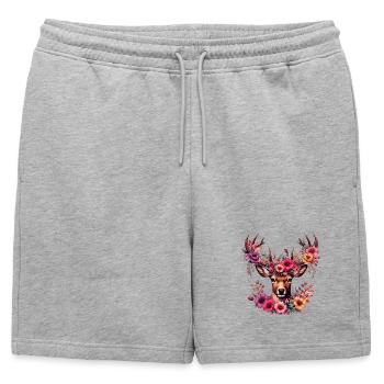 Deer with Flowers - Mens' Premium Organic Sweatshorts - heather grey - Front - AI Model Male 178 light (178cm)