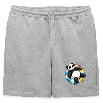 Un panda détendu sur un anneau de natation - Short de survêtement homme premium - gris chiné - Devant - AI Model Male 178 light (178cm)
