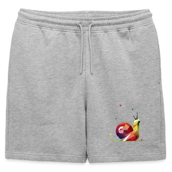 escargot coloré en design géométrique - Short de survêtement homme premium - gris chiné - Devant - AI Model Male 178 light (178cm)