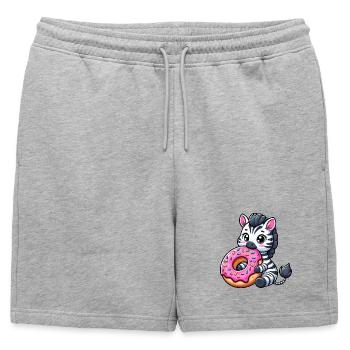 Cute Zebra Donut Cartoon Treats Fun - Mens' Premium Organic Sweatshorts - heather grey - Front - AI Model Male 178 light (178cm)