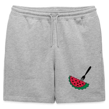 Melon avec fourchette - Short de survêtement homme premium - gris chiné - Devant - AI Model Male 178 light (178cm)