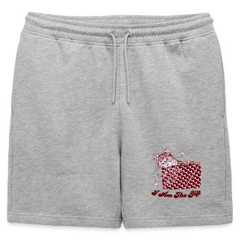 JE SUIS LE CADEAU - Short de survêtement homme premium - gris chiné - Devant - AI Model Male 178 light (178cm)