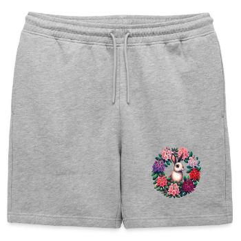 Circular Floral Rabbit - Mens' Premium Organic Sweatshorts - heather grey - Front - AI Model Male 178 light (178cm)