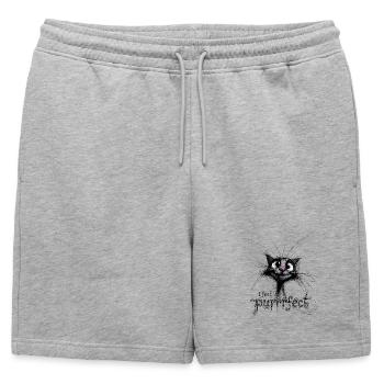 chat mignon – je me sens purrfec - Short de survêtement homme premium - gris chiné - Devant - AI Model Male 178 light (178cm)