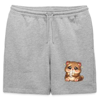 Consolation du ruban de larmes de chaton câlin - Short de survêtement homme premium - gris chiné - Devant - AI Model Male 178 light (178cm)