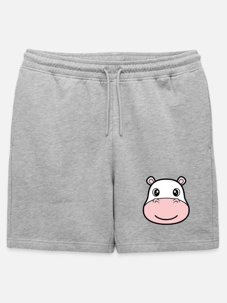 Hippopotamus Head Face Mask Smile - Mens' Premium Organic Sweatshorts - heather grey