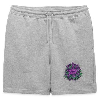 Purple Skunk - Mens' Premium Organic Sweatshorts - heather grey - Front - AI Model Male 178 light (178cm)