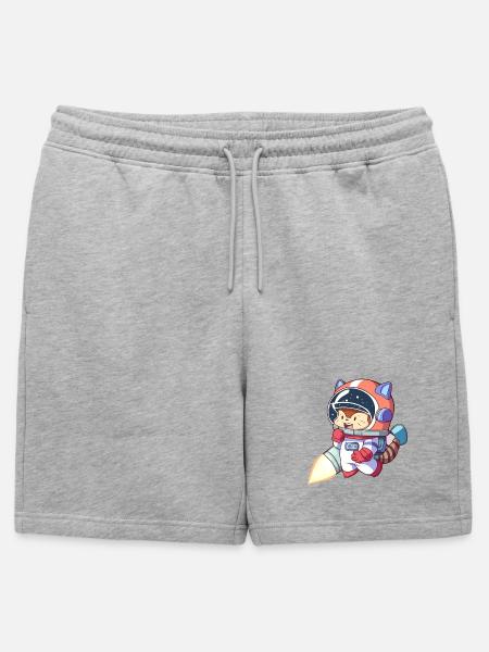 Astronaute chat en combinaison spatiale - Short de survêtement homme premium - gris chiné