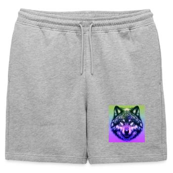 Loup - Short de survêtement homme premium - gris chiné - Devant - AI Model Male 178 light (178cm)