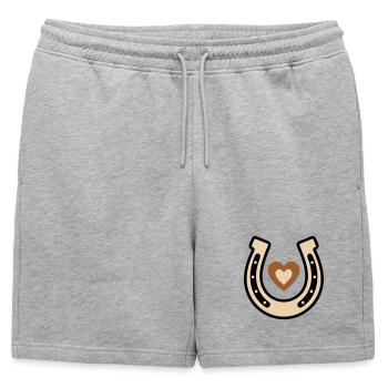 Horseshoe Heart Lucky Charm Riding - Mens' Premium Organic Sweatshorts - heather grey - Front - AI Model Male 178 light (178cm)