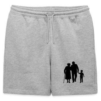 Grands-parents, petit-enfant Silhouette Famille de marche - Short de survêtement homme premium - gris chiné - Devant - AI Model Male 178 light (178cm)