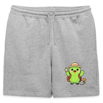 Cactus explorateur avec sac à dos - Short de survêtement homme premium - gris chiné - Devant - AI Model Male 178 light (178cm)