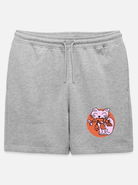 Cat eats cancer - Mens' Premium Organic Sweatshorts - heather grey