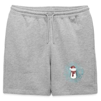 Bonhomme de neige au Père Noël regarder en hiver - Short de survêtement homme premium - gris chiné - Devant - AI Model Male 178 light (178cm)
