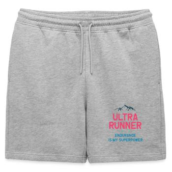 Ultra Runner - L’endurance est mon superpouvoir - Short de survêtement homme premium - gris chiné - Devant - AI Model Male 178 light (178cm)