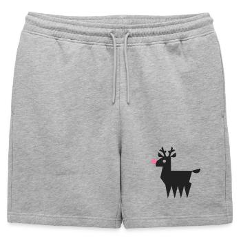 Renne Rudolf logo L noir avec nez rose fluo - Short de survêtement homme premium - gris chiné - Devant - AI Model Male 178 light (178cm)
