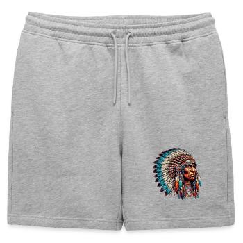 Amérindien Peau rouge d’Amérique - Short de survêtement homme premium - gris chiné - Devant - AI Model Male 178 light (178cm)
