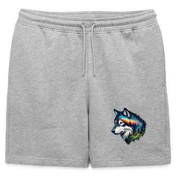 Loup - Short de survêtement homme premium - gris chiné - Devant - AI Model Male 178 light (178cm)