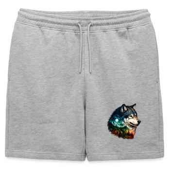 Loup - Short de survêtement homme premium - gris chiné - Devant - AI Model Male 178 light (178cm)