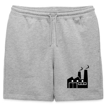 Dessin au trait géométrique abstrait d’une usine - Short de survêtement homme premium - gris chiné - Devant - AI Model Male 178 light (178cm)