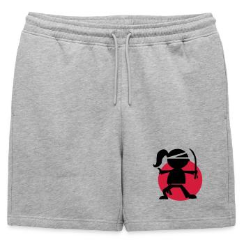 Urban Ninja Girl - Mens' Premium Organic Sweatshorts - heather grey - Front - AI Model Male 178 light (178cm)