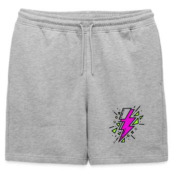 Contemporary Violet and Green Ray - Mens' Premium Organic Sweatshorts - heather grey - Front - AI Model Male 178 light (178cm)