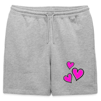 Motif de coeur rose vif - Short de survêtement homme premium - gris chiné - Devant - AI Model Male 178 light (178cm)