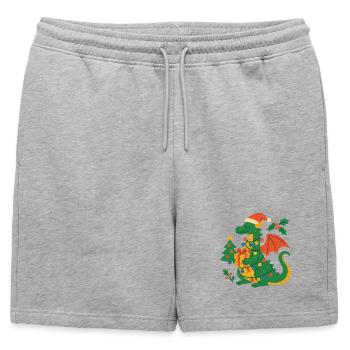 Dragon festif avec cadeaux - Short de survêtement homme premium - gris chiné - Devant - AI Model Male 178 light (178cm)