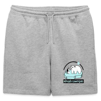 Réfugiés climatiques - Short de survêtement homme premium - gris chiné - Devant - AI Model Male 178 light (178cm)