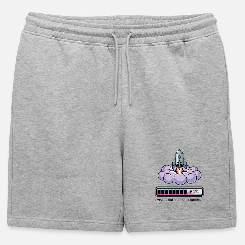 Digital Retro – Existential Crisis – Loading... - Männer Premium Organic Sweatshorts - Grau meliert