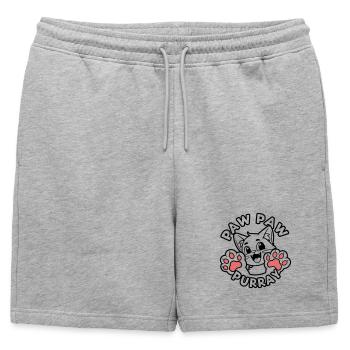 Paw Paw Purray - Happy Cat Raising Paws - Mens' Premium Organic Sweatshorts - heather grey - Front - AI Model Male 178 light (178cm)