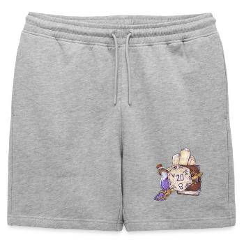 Wizard pour cadeaux de dés D20 sur table de jeu de rôle - Short de survêtement homme premium - gris chiné - Devant - AI Model Male 178 light (178cm)