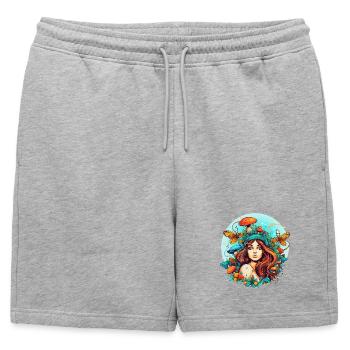 champignon - Short de survêtement homme premium - gris chiné - Devant - AI Model Male 178 light (178cm)