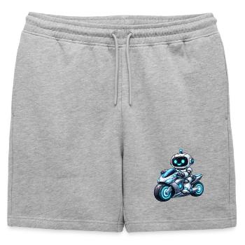 Robot sur moto - Short de survêtement homme premium - gris chiné - Devant - AI Model Male 178 light (178cm)