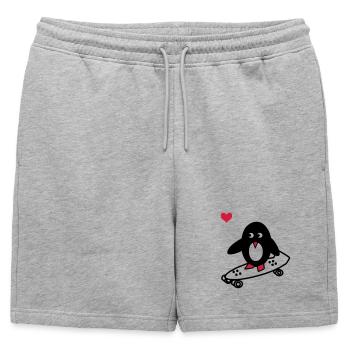 pingouin avec le skate-board - Short de survêtement homme premium - gris chiné - Devant - AI Model Male 178 light (178cm)