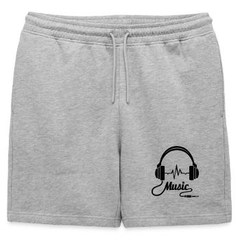Écouteurs de musique! - Short de survêtement homme premium - gris chiné - Devant - AI Model Male 178 light (178cm)