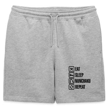 Eat Sleep Nunchaku Repeat - Short de survêtement homme premium - gris chiné - Devant - AI Model Male 178 light (178cm)
