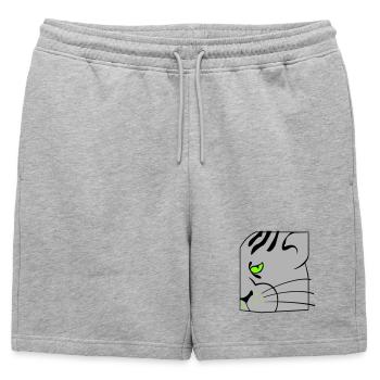 Cat - Mens' Premium Organic Sweatshorts - heather grey - Front - AI Model Male 178 light (178cm)