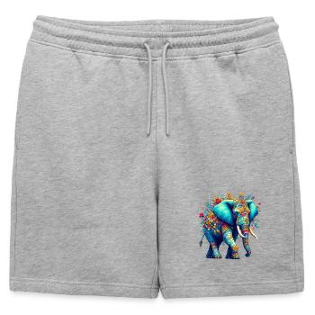 Éléphant - Short de survêtement homme premium - gris chiné - Devant - AI Model Male 178 light (178cm)