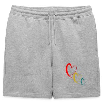 COEUR. COUPLE. JUST MARRIED. EVJF. SAINT VALENTIN. - Short de survêtement homme premium - gris chiné - Devant - AI Model Male 178 light (178cm)