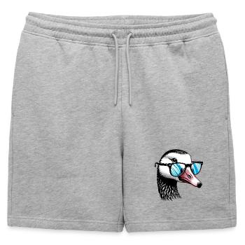 Goose with Glasses - Mens' Premium Organic Sweatshorts - heather grey - Front - AI Model Male 178 light (178cm)