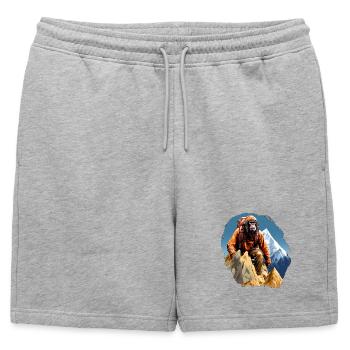Singe Alpiniste / Singe Randonnée - Short de survêtement homme premium - gris chiné - Devant - AI Model Male 178 light (178cm)