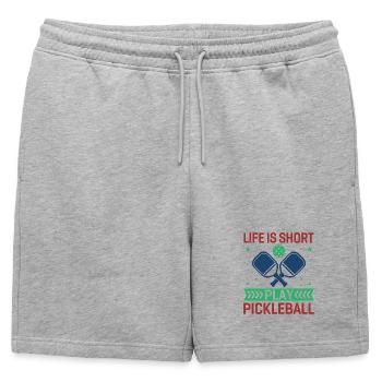 Life is Short, Play Pickleball - Mens' Premium Organic Sweatshorts - heather grey - Front - AI Model Male 178 light (178cm)