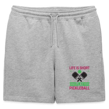 Life is Short, Play Pickleball - Mens' Premium Organic Sweatshorts - heather grey - Front - AI Model Male 178 light (178cm)
