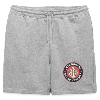 Je vois des humains mais pas d’humanité - Short de survêtement homme premium - gris chiné - Devant - AI Model Male 178 light (178cm)