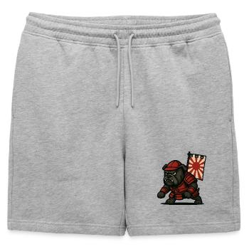 Bulldog Samurai Rising - Mens' Premium Organic Sweatshorts - heather grey - Front - AI Model Male 178 light (178cm)