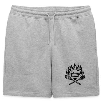 Cooking with heart and flame - Küchenliebe - Mens' Premium Organic Sweatshorts - heather grey - Front - AI Model Male 178 light (178cm)