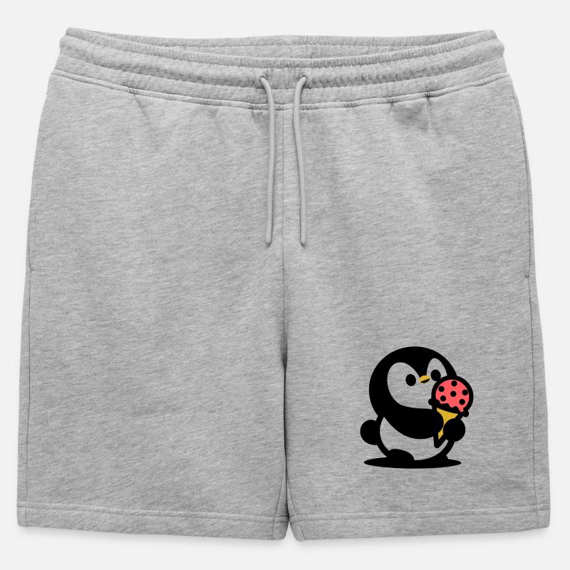 Kleiner Pinguin mit Eis - Männer Premium Organic Sweatshorts - Grau meliert