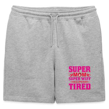 Super Mom Super Wife Super Tired Funny Shirt - Mens' Premium Organic Sweatshorts - heather grey - Front - AI Model Male 178 light (178cm)
