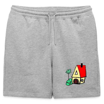 House Hut Cottage - Mens' Premium Organic Sweatshorts - heather grey - Front - AI Model Male 178 light (178cm)